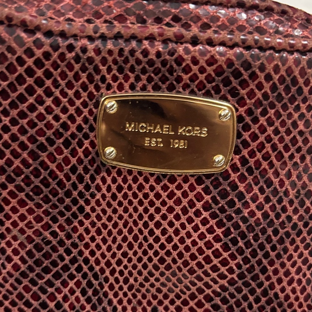 Michael Kors Burgundy Snakeskin Crossbody Bag - Picture 2 of 3